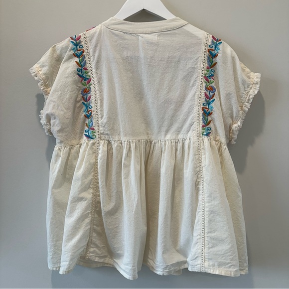 THML Embroidered Cotton Blouse Top Short Sleeve Casual Boho Resortwear Small - Picture 11 of 11